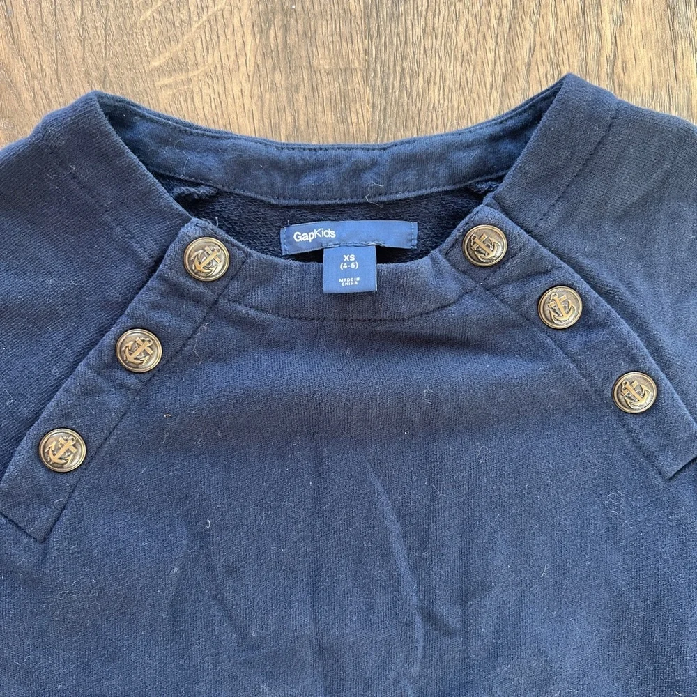 GAP Navy Blue Kids Dress with Button Detail